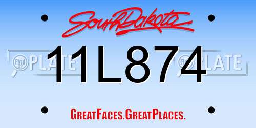 11L874 South Dakota License Plate