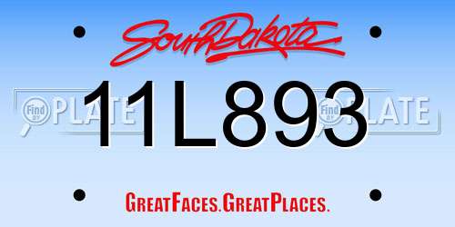 11L893 South Dakota License Plate