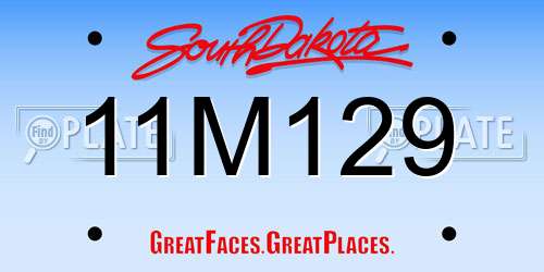 11M129 South Dakota License Plate