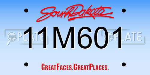 11M601 South Dakota License Plate