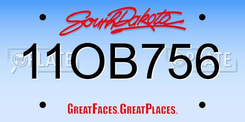 11OB756 South Dakota License Plate