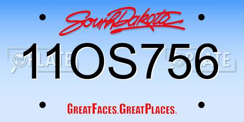 11OS756 South Dakota License Plate
