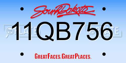 11QB756 South Dakota License Plate