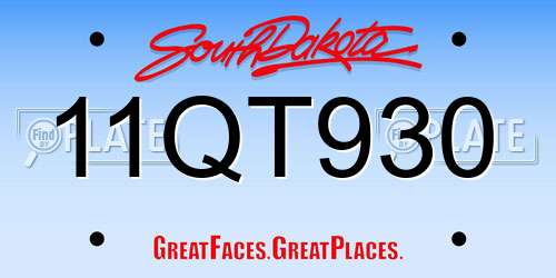 11QT930 South Dakota License Plate
