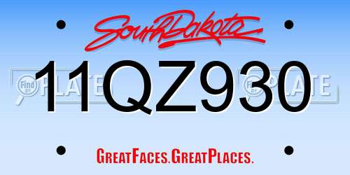 11QZ930 South Dakota License Plate