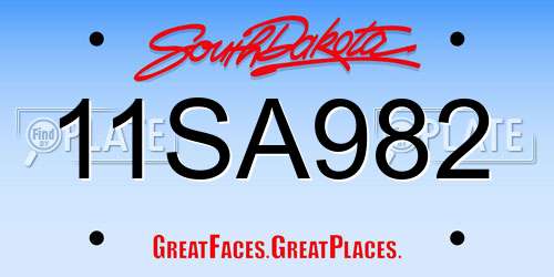 11SA982 South Dakota License Plate