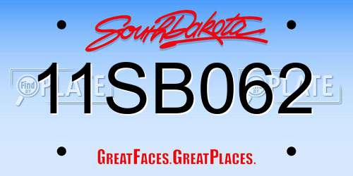 11SB062 South Dakota License Plate