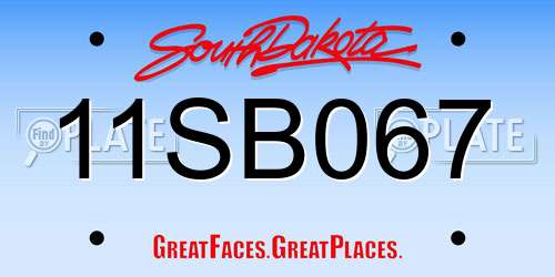 11SB067 South Dakota License Plate