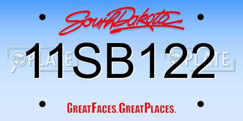 11SB122 South Dakota License Plate