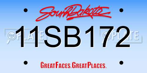 11SB172 South Dakota License Plate
