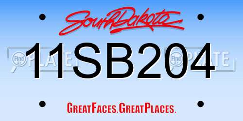 11SB204 South Dakota License Plate