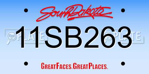 11SB263 South Dakota License Plate