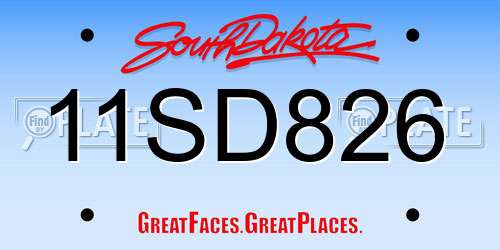 11SD826 South Dakota License Plate