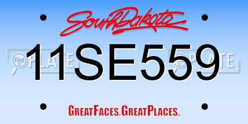 11SE559 South Dakota License Plate