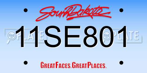 11SE801 South Dakota License Plate