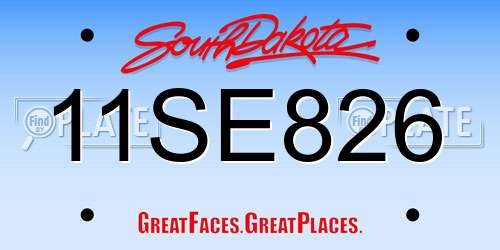11SE826 South Dakota License Plate