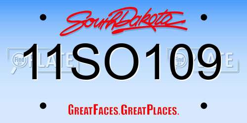 11SO109 South Dakota License Plate