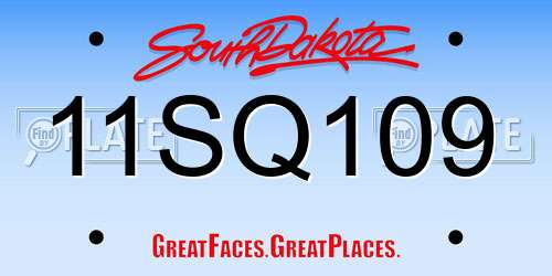 11SQ109 South Dakota License Plate