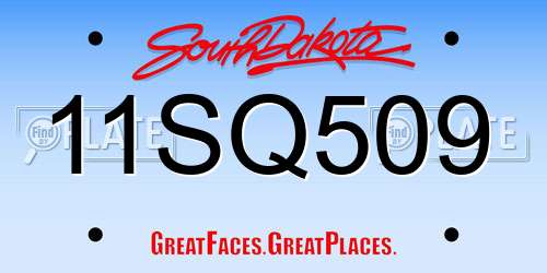 11SQ509 South Dakota License Plate
