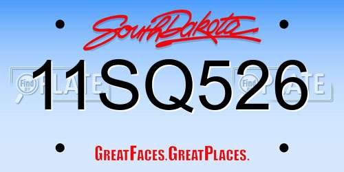 11SQ526 South Dakota License Plate