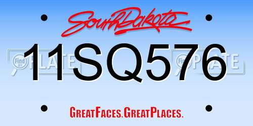 11SQ576 South Dakota License Plate