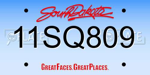 11SQ809 South Dakota License Plate