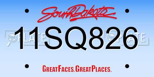 11SQ826 South Dakota License Plate