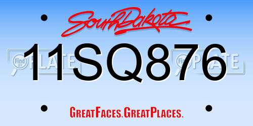 11SQ876 South Dakota License Plate