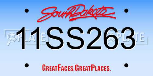 11SS263 South Dakota License Plate
