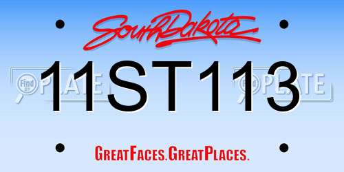 11ST113 South Dakota License Plate