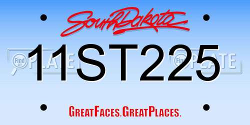 11ST225 South Dakota License Plate