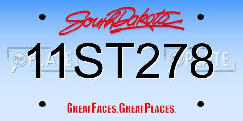 11ST278 South Dakota License Plate