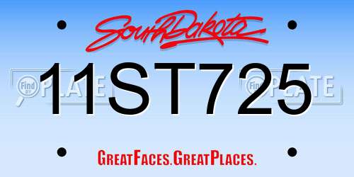 11ST725 South Dakota License Plate