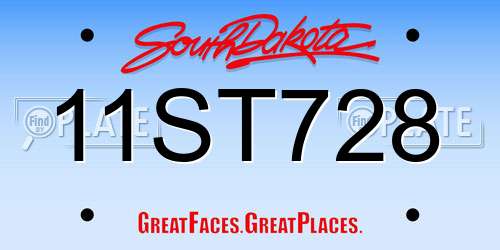 11ST728 South Dakota License Plate