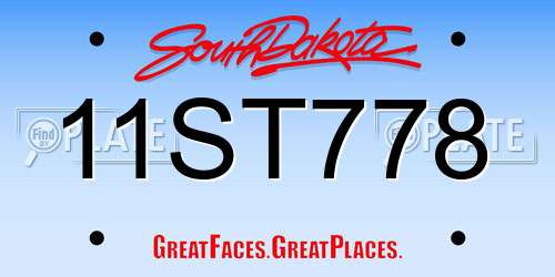 11ST778 South Dakota License Plate