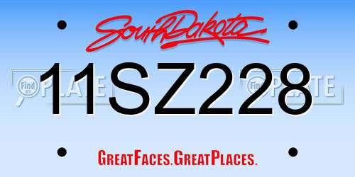11SZ228 South Dakota License Plate