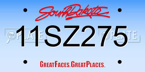 11SZ275 South Dakota License Plate