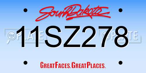 11SZ278 South Dakota License Plate