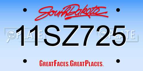 11SZ725 South Dakota License Plate