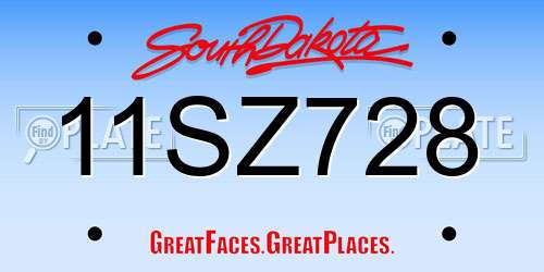 11SZ728 South Dakota License Plate