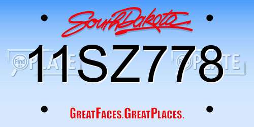11SZ778 South Dakota License Plate