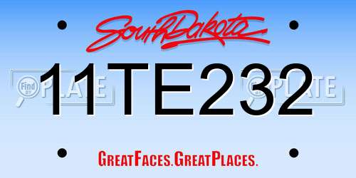 11TE232 South Dakota License Plate