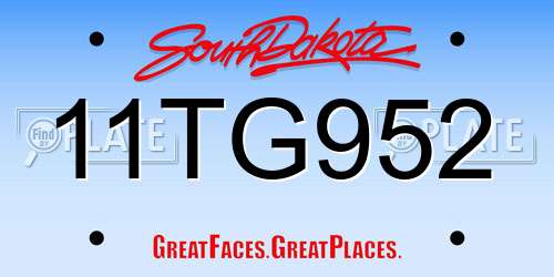 11TG952 South Dakota License Plate