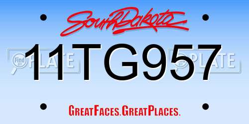 11TG957 South Dakota License Plate