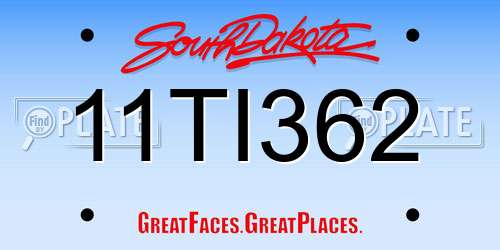 11TI362 South Dakota License Plate