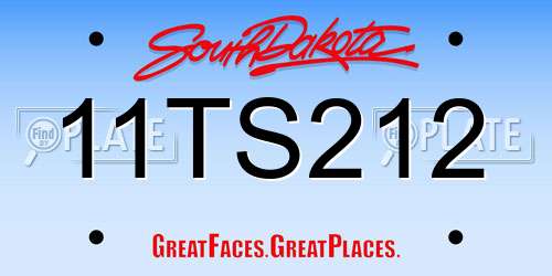 11TS212 South Dakota License Plate