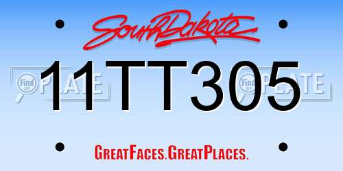 11TT305 South Dakota License Plate