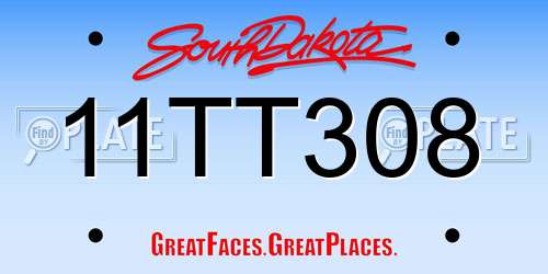 11TT308 South Dakota License Plate