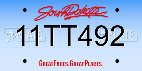 11TT492 South Dakota License Plate