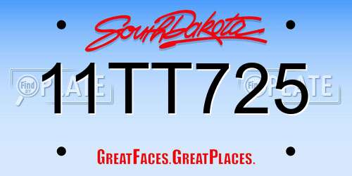 11TT725 South Dakota License Plate